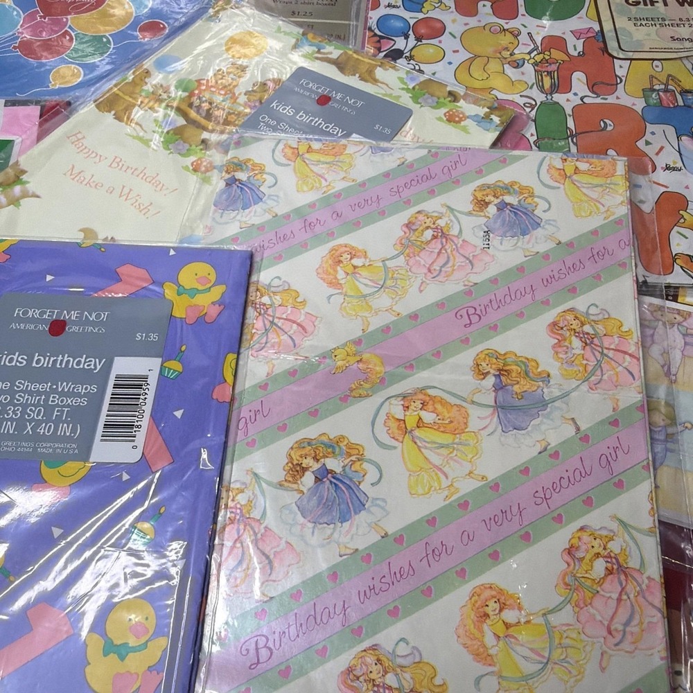 Lot Of Vintage Wrapping Paper Sheets Multiple Occasions 70s 80s Mickey/Clowns - Picture 13 of 13